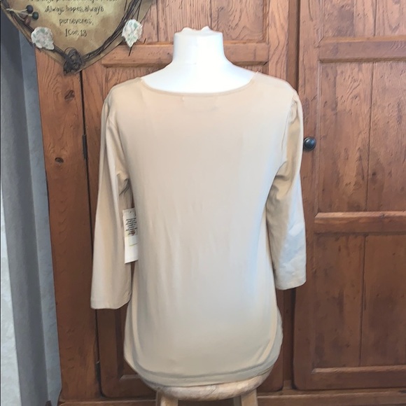 🆕Tan Henley type Top🌿JONES NY Sport 3/4 Sleeve - Picture 3 of 8